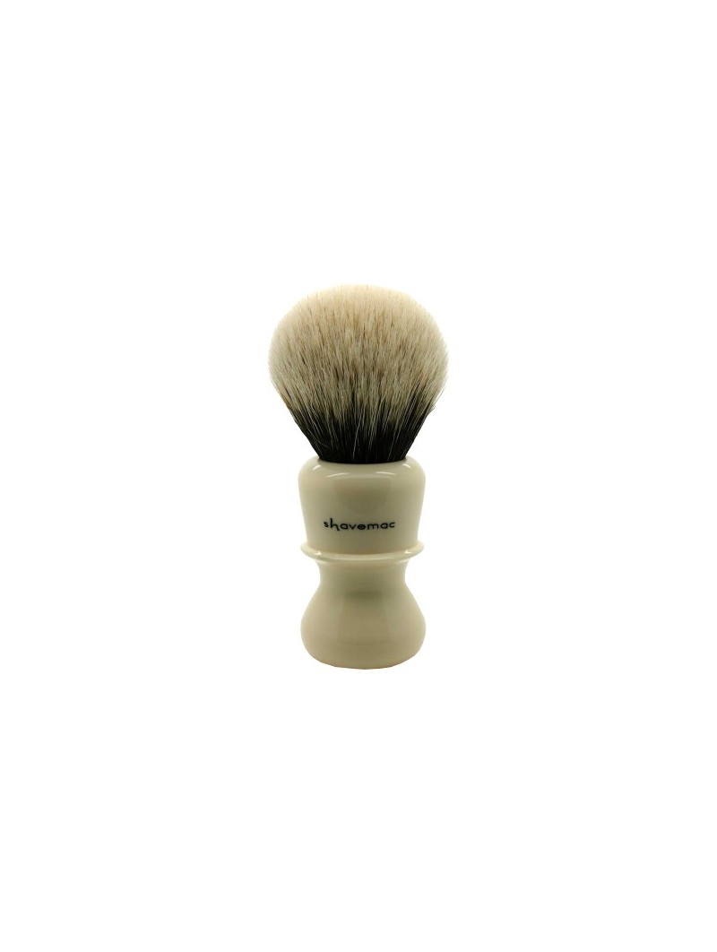 Brocha de Afeitar Shavemac RB Punta Plata Dos Bandas 52mm Marfil