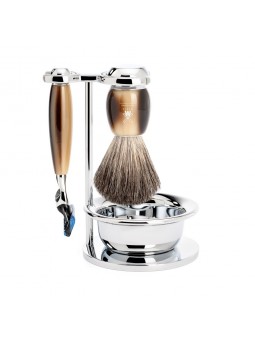 Mühle Vivo Shaving Set Pure Badger Shaving Brush, Bowl & Gillette® Fusion® Razor Horn