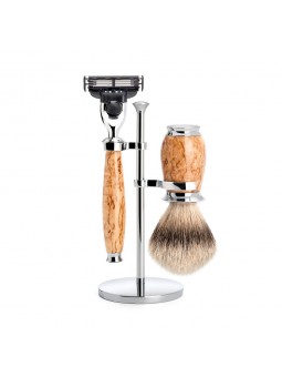 Mühle Purist Shaving Set Silvertip Shaving Brush & Mach3 Razor Masur Birch