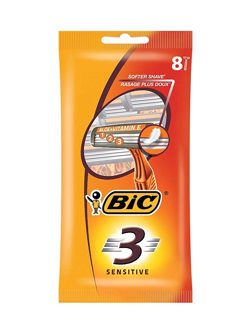 Maquinilla de Afeitar Deshechable 3 Hojas Bic Sensitive x8ds