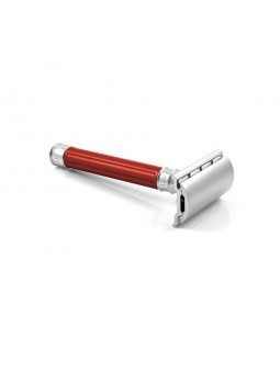 Edwin Jagger Double Edge Stainless Steel Safety Razor Grooved Anodised Red