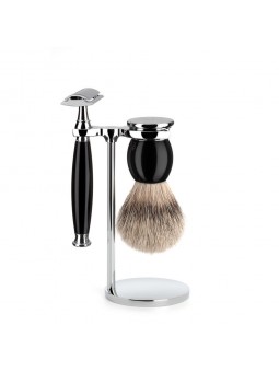 SOPHIST - High-Grade Black Resin, Safety Razor, Silvertip Badger Shaving Set from MÜHLE