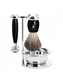 Mühle Vivo Shaving Set Pure Badger Shaving Brush & Safety Razor & Bowl Black Resin