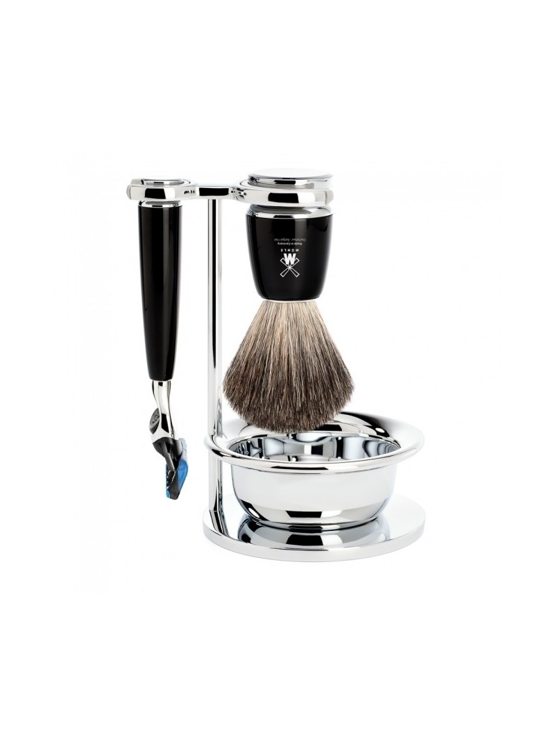 Set Afeitado Mühle Brocha Afeitar, Maquinilla Gillette® Fusion, Soporte & Bol Rytmo