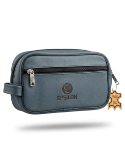Epsilon Blue  Leather Wash Bag
