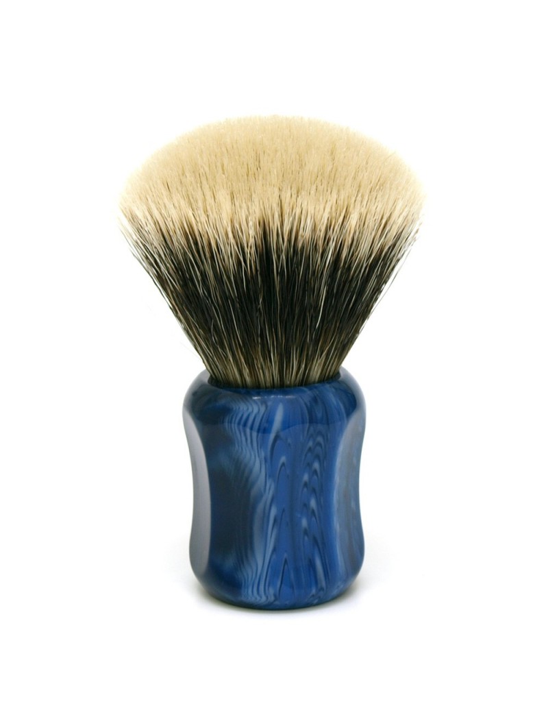 Brocha de Afeitar MB2 Punta Plata Dos Bandas Seta 50mm Azul Mármol Shavemac