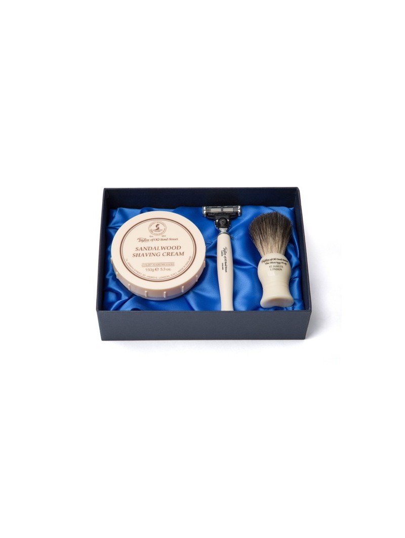 Taylor of Old Bond Street nº74 Sandalwood Shaving Cream, brush and razor Gift Box Set